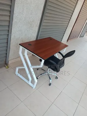 Metallic Study Desk and Mesh Mid-Back Office Chair