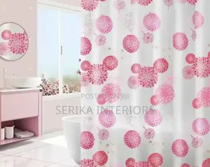 Pink Dotted Shower Curtains Shower Curtains Environmental Friendly
