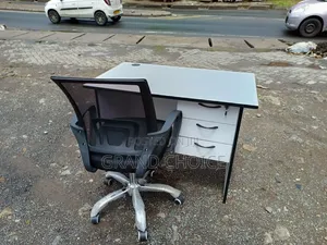1m Office Desk With Secretary Mesh Chair