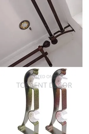 Powder Coated Window Curtain Rods and Brown, Antic Brackets
