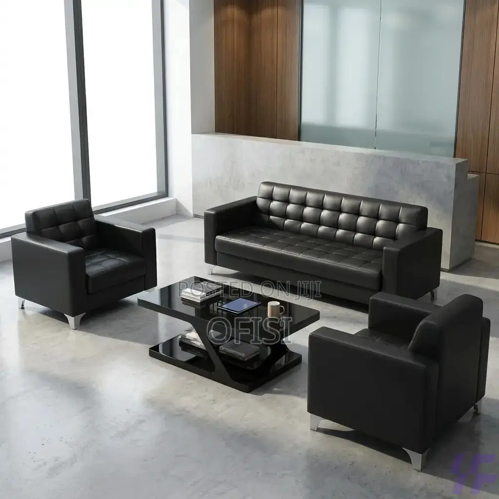 Office Sofa; 5 Seater Black Executive Sofa Set