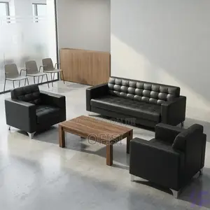 Office Sofa; 5 Seater Black Executive Sofa Set