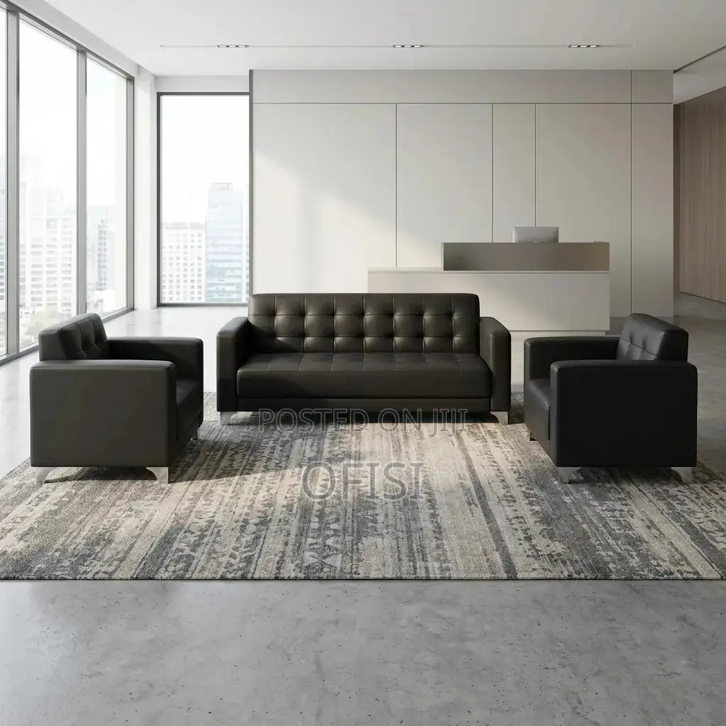 Office Sofa; 5 Seater Black Executive Sofa Set