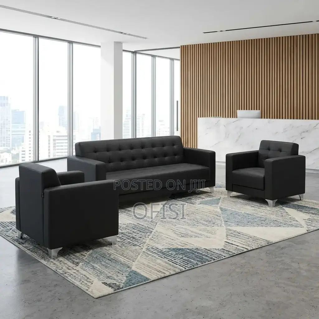 Office Sofa; 5 Seater Black Executive Sofa Set