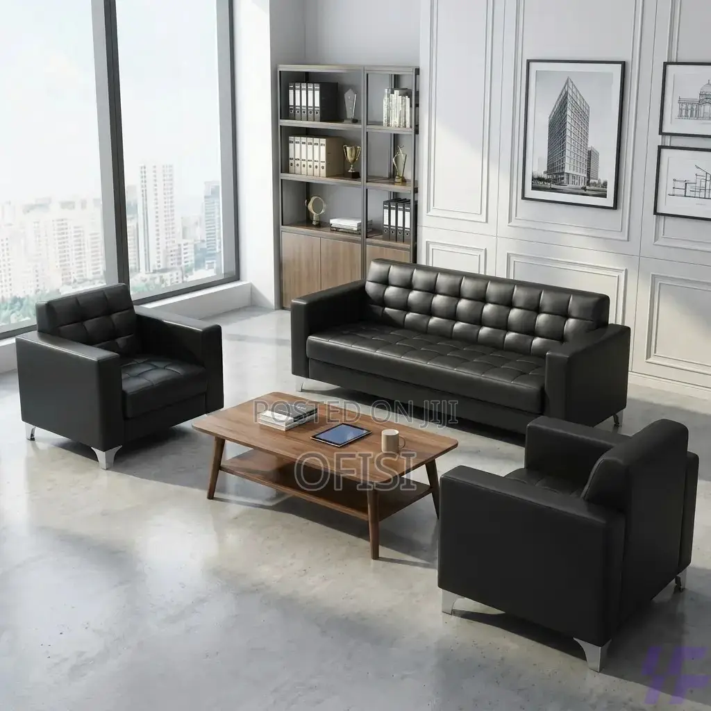 Office Sofa; 5 Seater Black Executive Sofa Set