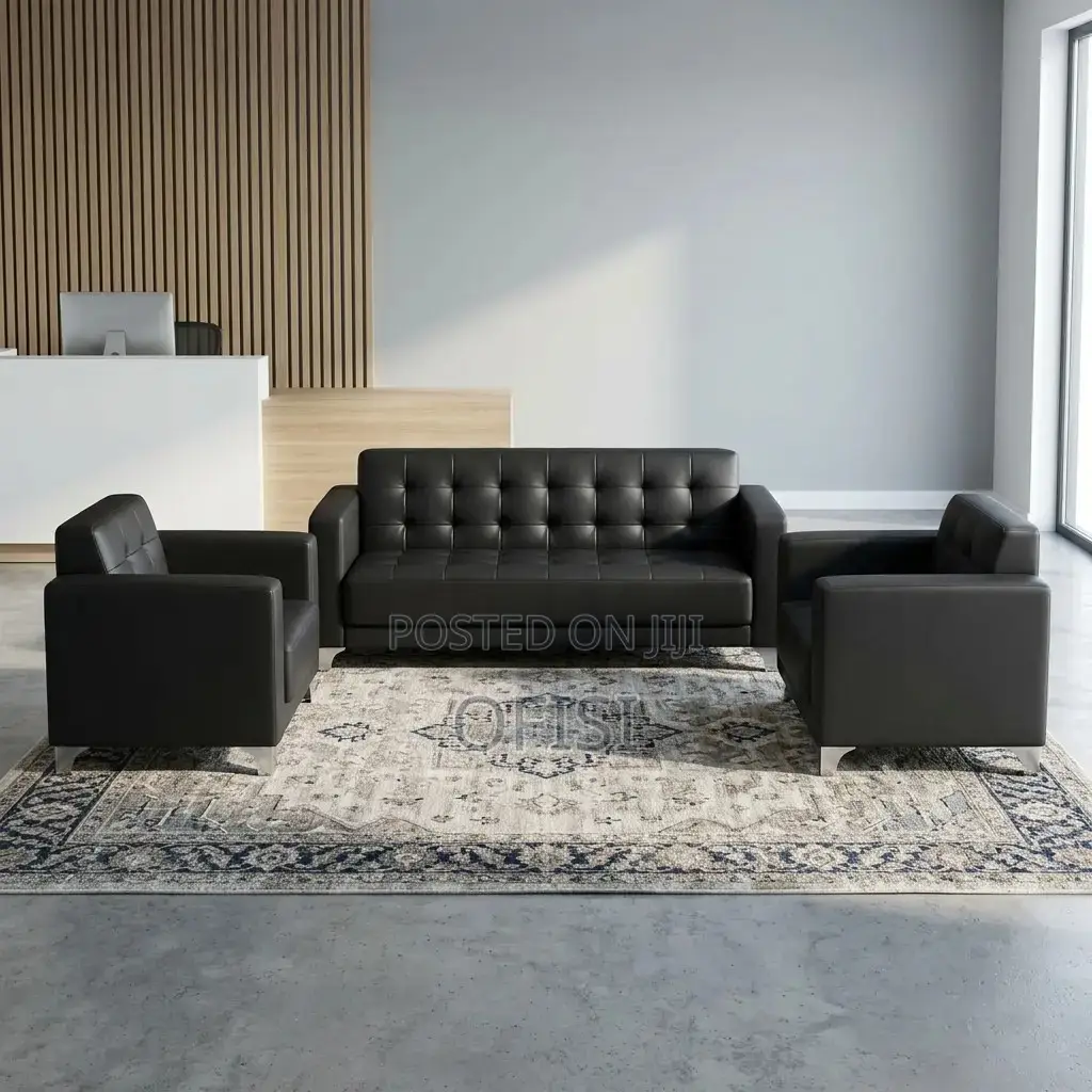 Office Sofa; 5 Seater Black Executive Sofa Set