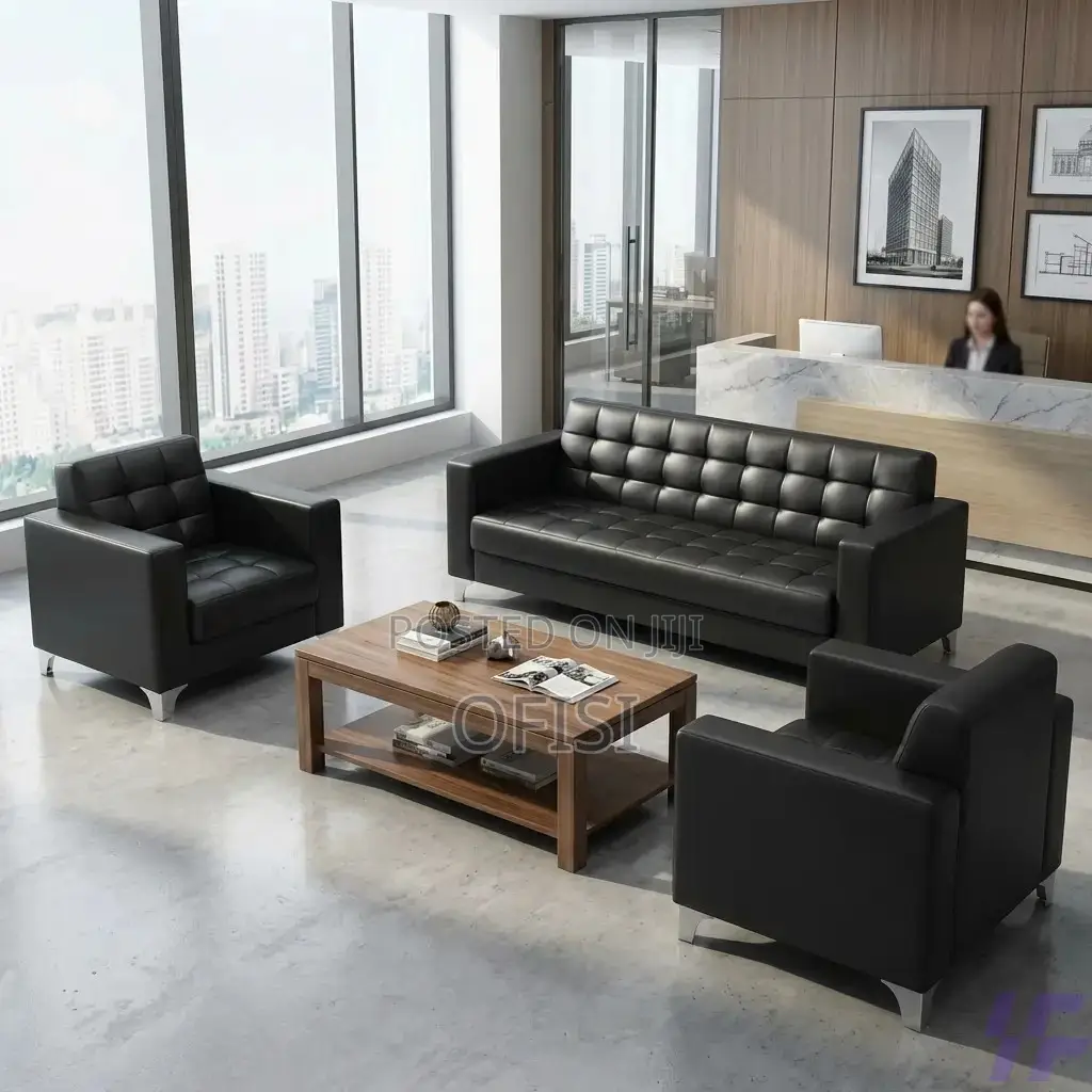 Office Sofa; 5 Seater Black Executive Sofa Set