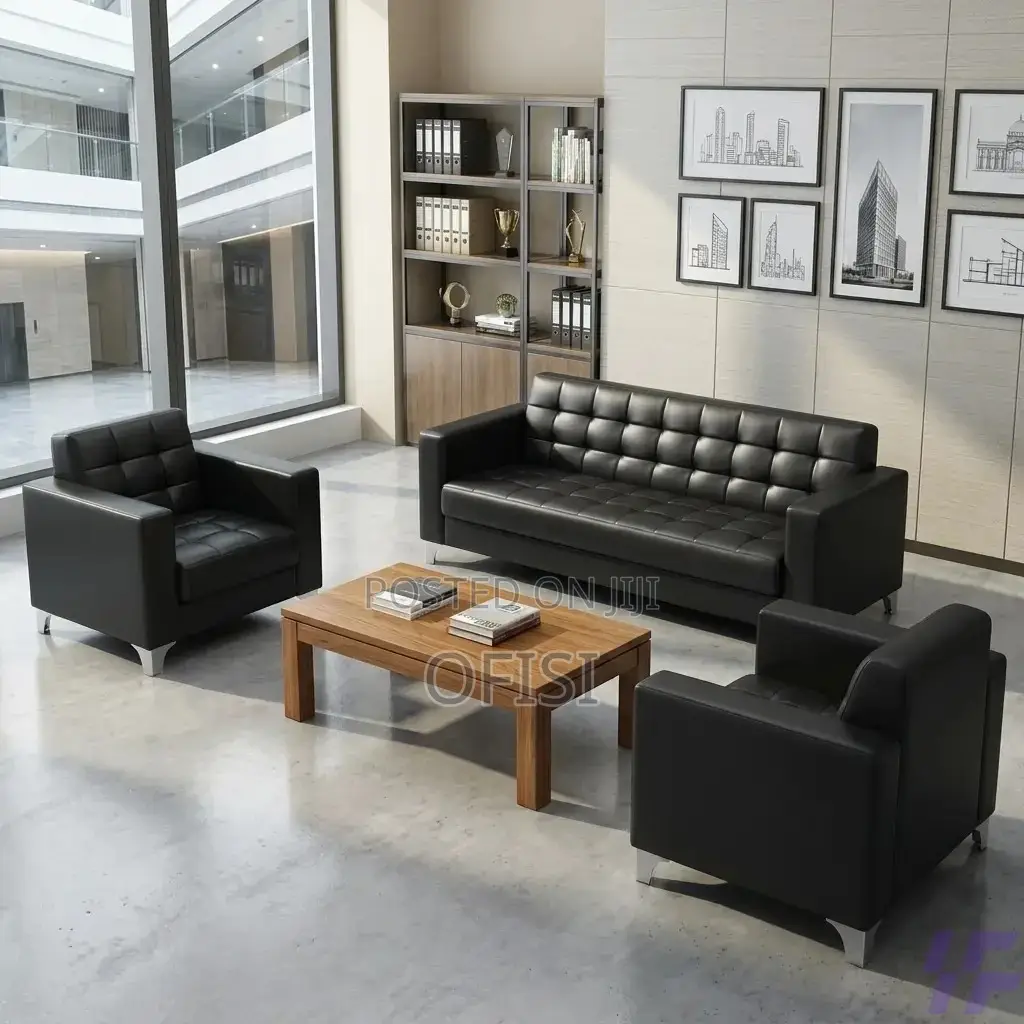 Office Sofa; 5 Seater Black Executive Sofa Set
