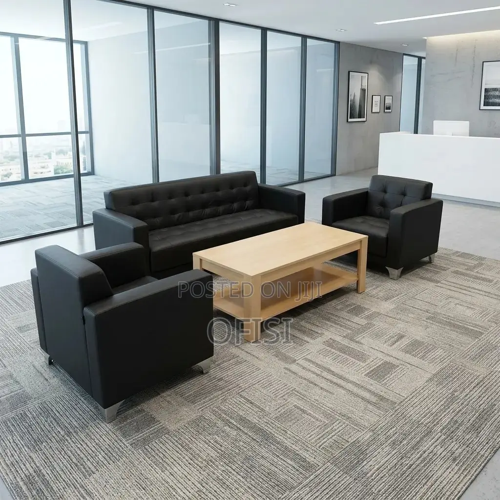 Office Sofa; 5 Seater Black Executive Sofa Set