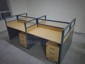 Brown Office Workstation Desk Set