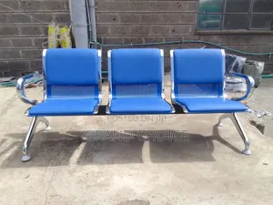 Office Waiting Bench Blue Padded