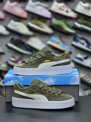 Olive Green Puma Suede Platform Sneakers