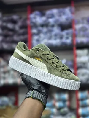 Olive Green Puma Suede Platform Sneakers