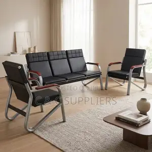 5-Seater Black Arm Sofa Set
