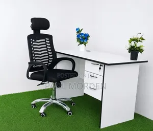 Combo 1.2 M Office Desk Adjustable Height Office Chair Black -
