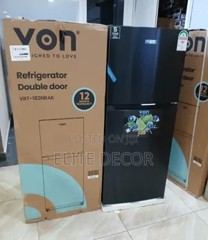 Von VRT-182nrak 181l No Frost Double Door Fridge – Dark Inox |