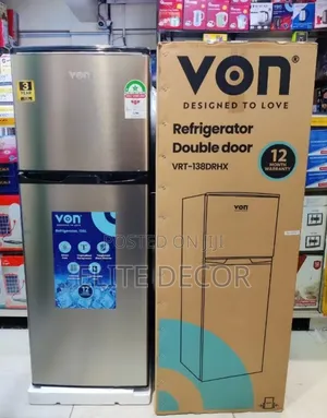 Von VRT-138drhx 138l Double Door Fridge – Inox | Direct Cool