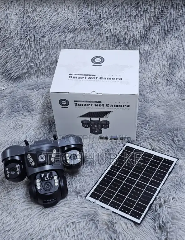 V380 Pro Triple-Lens Wifi Solar Camera With Solar Panel Camera CCTV