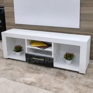 Modern Tv Stand / Entertainment Unit – White Black Finish