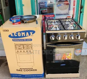 50*55 Ecomax Four Gas With Electric Oven Silver and Black