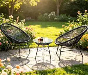 Outdoor Set: Round Back Wicker Weather Resistant Set