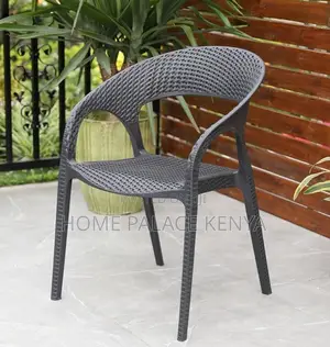 Dining Chair: Plastic Rattan Woven Armchair for Courtyard