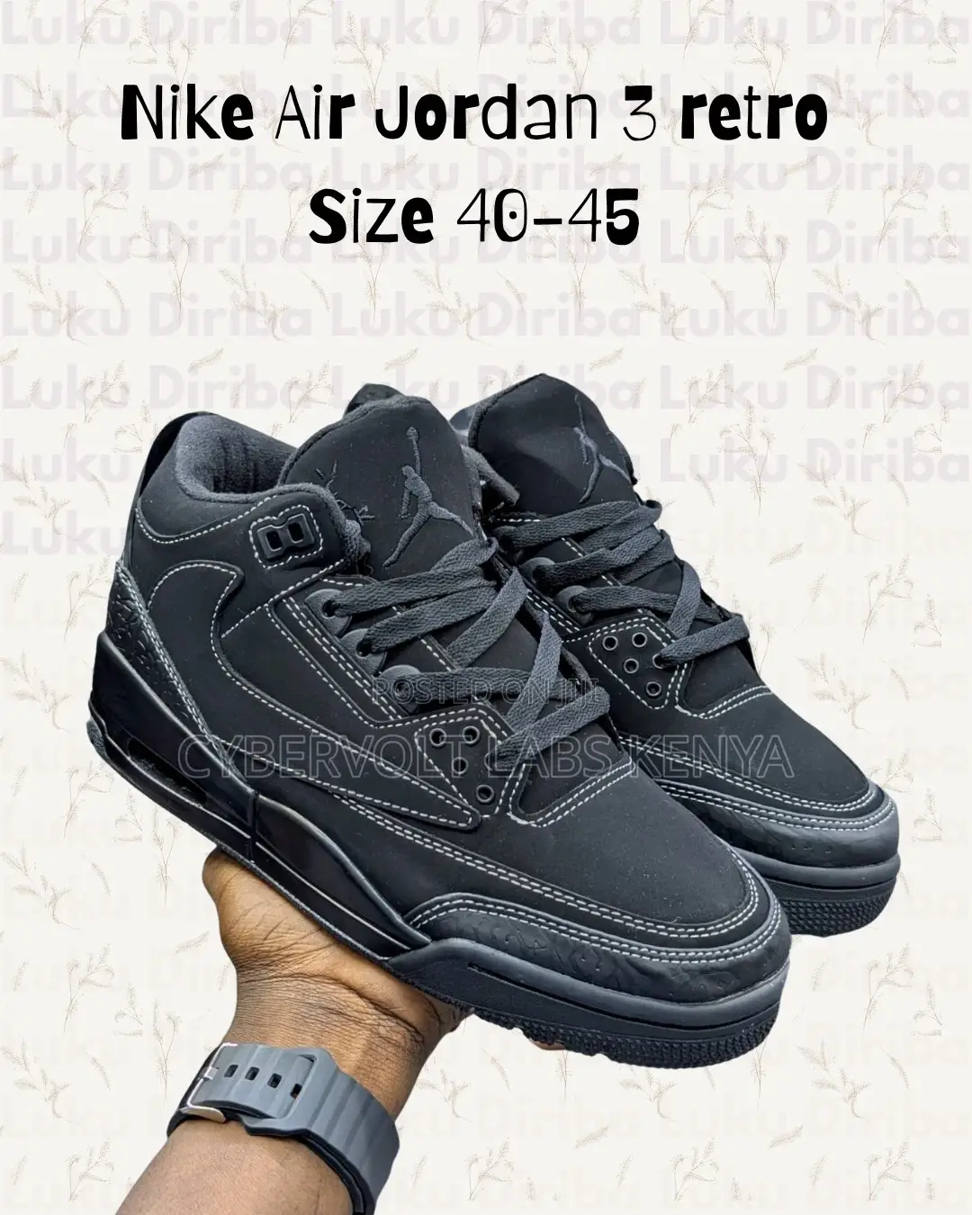 Nike Air Jordan 3 Retro "Black Phantom" Style