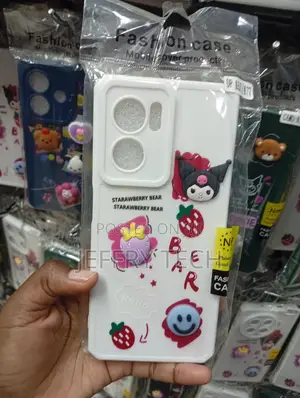 White Silicone Phone Case Featuring 3d Cartoon Decorations