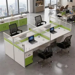 Office Workstsation; Four Way Partioned Office MDF Workstation Desk