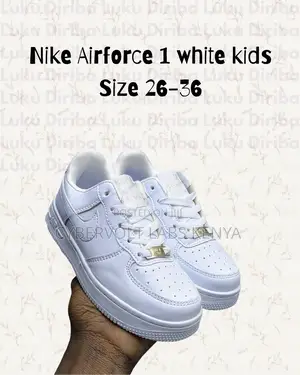 Kids Nike Air Force 1 White Sneakers (Sizes 26-36)