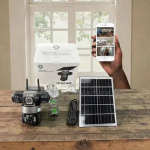 Easy Setup 4g PTZ Rotating Multiple Lens Loud Siren Alarm Solar Camera
