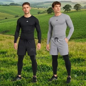 Adidas Athletic Gym Sleeve Compression Shirt 2-in-1 Tights/Shorts