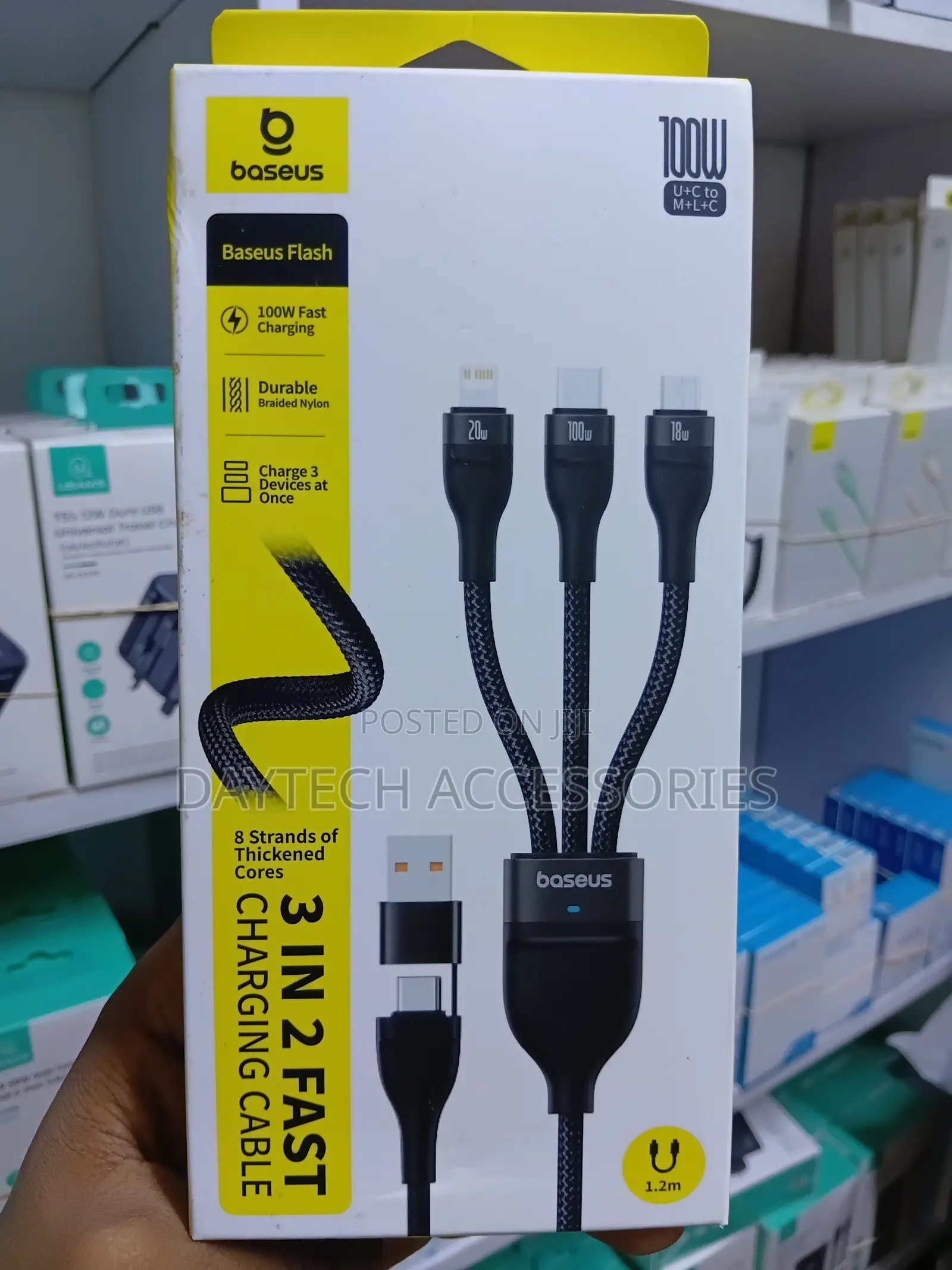 Baseus Flash Series Two for Three Data and Charging Cable – 1.2m