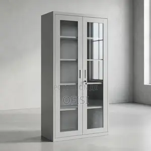 Office Cabinet; 2 Door Full Glass Metallic Office Cabinet