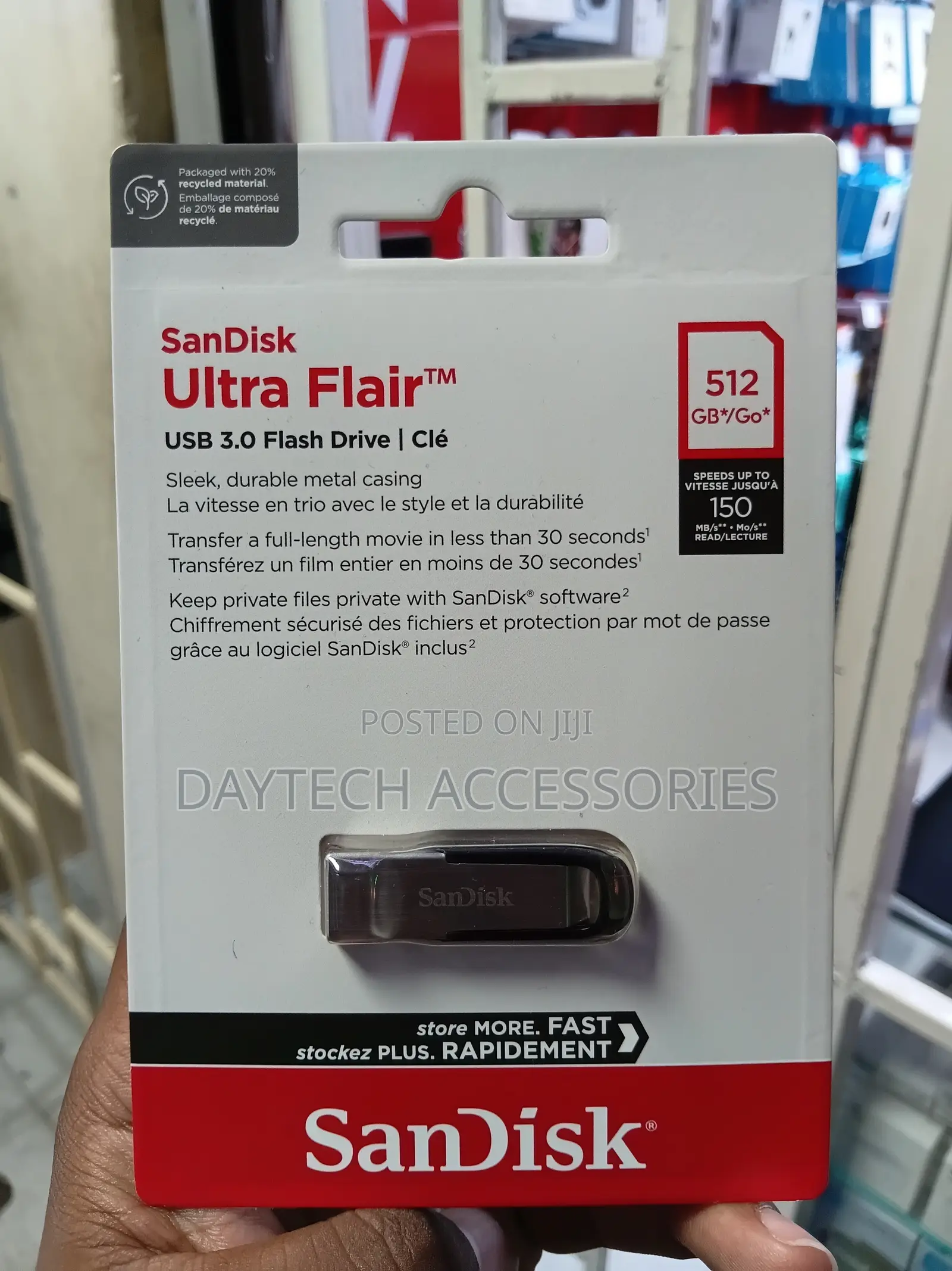 This Is a Sandisk Ultra Flair Usb 3.0 Flash Drive With 512gb Capacity.
