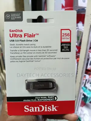 Sandisk Ultra Flair Usb 3.0 Flash Drive With a 256gb Capacity.