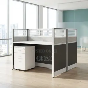 Office Workstation; 2 Way Opposite Grey Office Work Desk With Storage