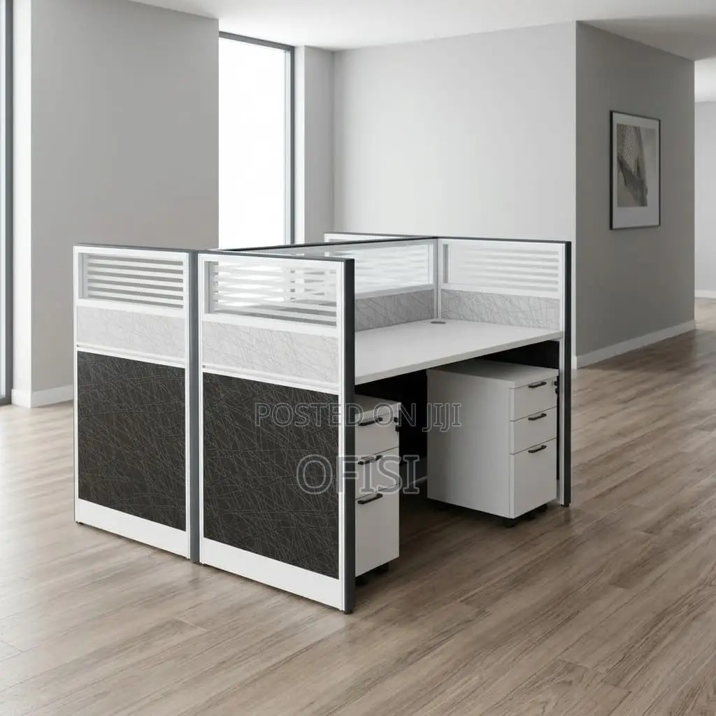 Office Workstation; 2 Way Opposite Grey Office Work Desk With Storage