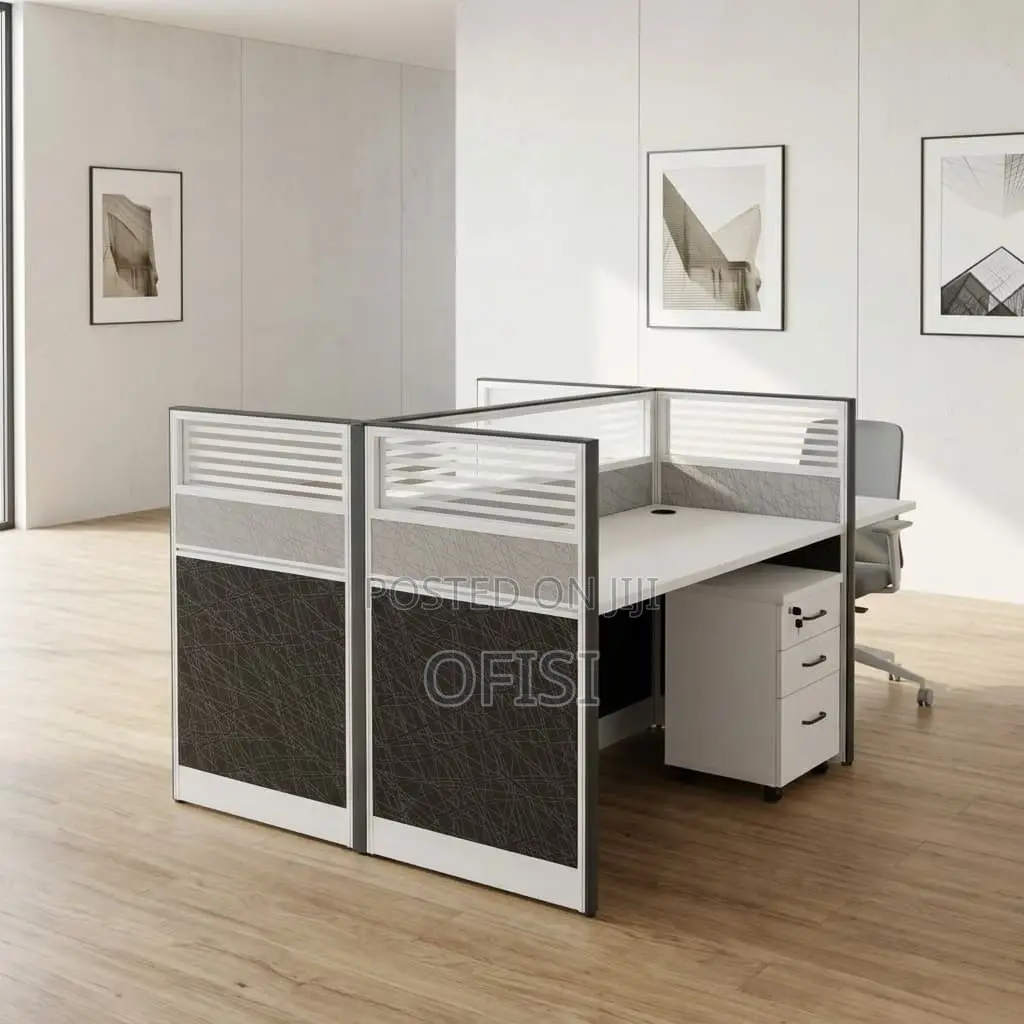 Office Workstation; 2 Way Opposite Grey Office Work Desk With Storage
