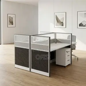 Office Workstation; 2 Way Opposite Grey Office Work Desk With Storage
