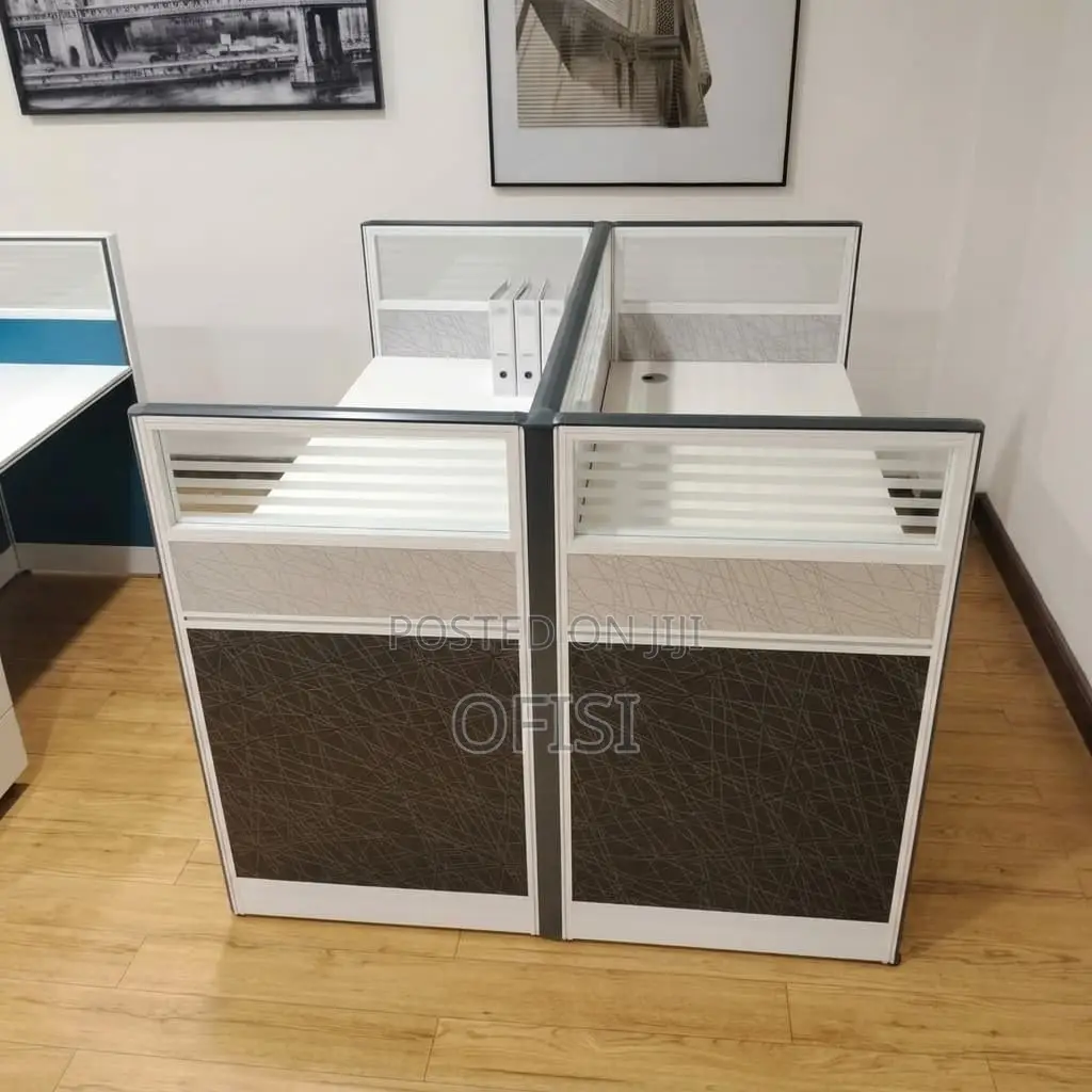 Office Workstation; 2 Way Opposite Grey Office Work Desk With Storage