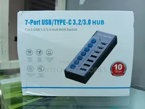 7 Port Usb 3.0 High Speed Power Splitter Switch on/Off Durable - Black