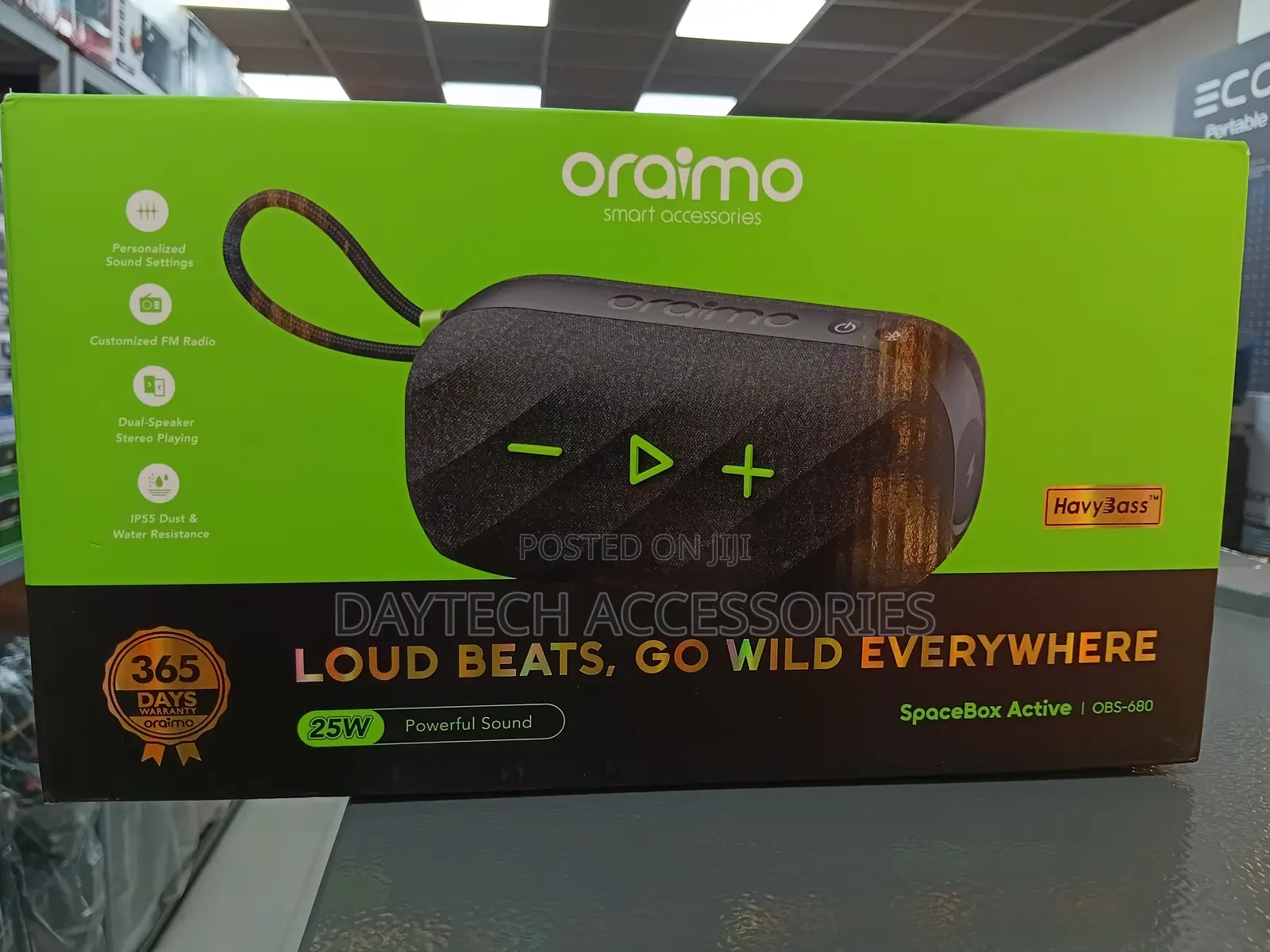 This Is an Oraimo Spacebox Active (Obs-680) Wireless Bluetoothspeaker.