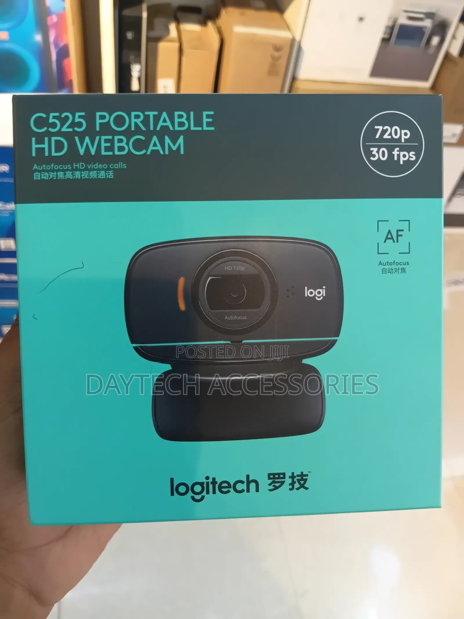This Is a Logitech Hd Webcam C525 Black Fold-and-Go Design.