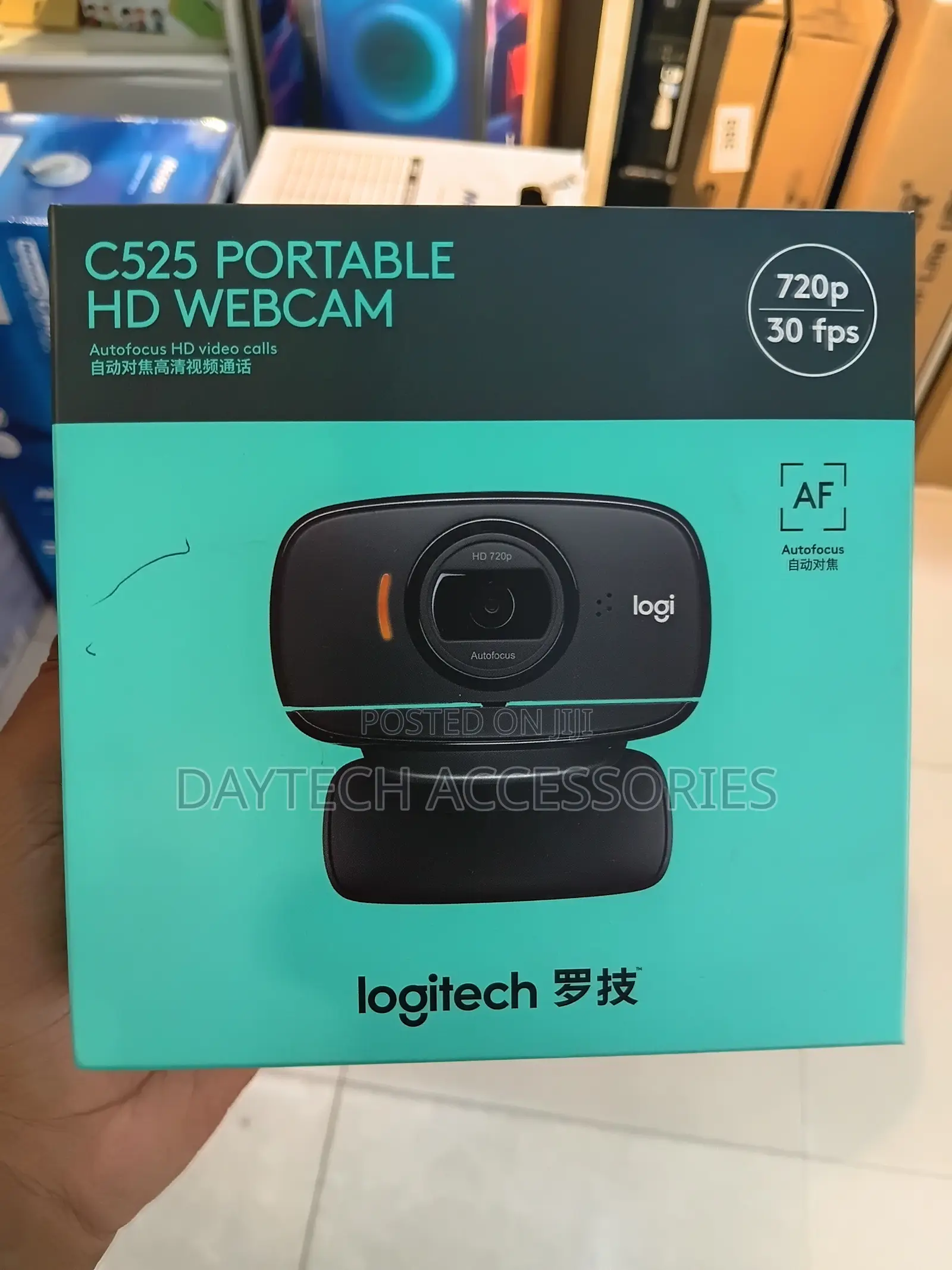 This Is a Logitech Hd Webcam C525 Black Fold-and-Go Design.