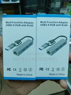Usb/Type-C to Lan Rj45 Ethernet Adapter With 3 Port Usb Hub