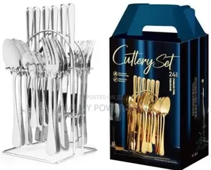 24-Piece Stainless Steel Cutlery Set With a Storage Stand.
