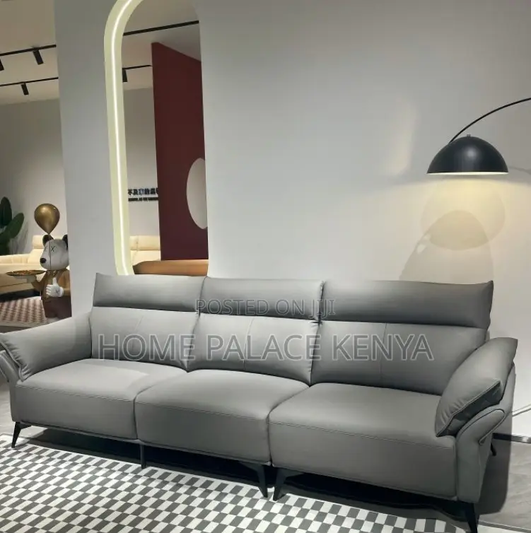 Leather Sofa: Gray Well Padded Lounge Couch