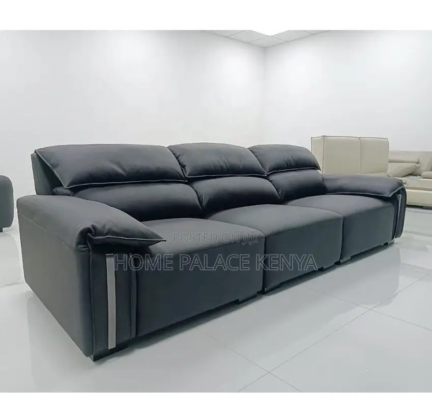 Leather Sofa: Gray Well Padded Lounge Couch