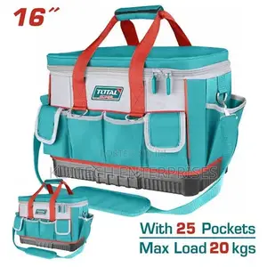 16" Total Industrial Tool Bag/ Heavy-Duty 20kg Load Capacity 25pockets